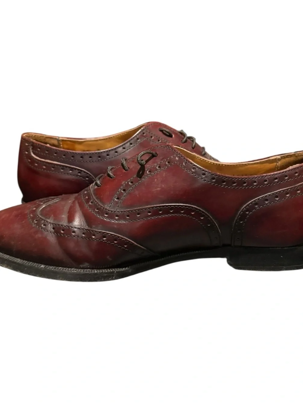Cole Haan Men's Wingtip Oxfords Size 8.5 D Burgundy Leather Dress Shoes Made USA